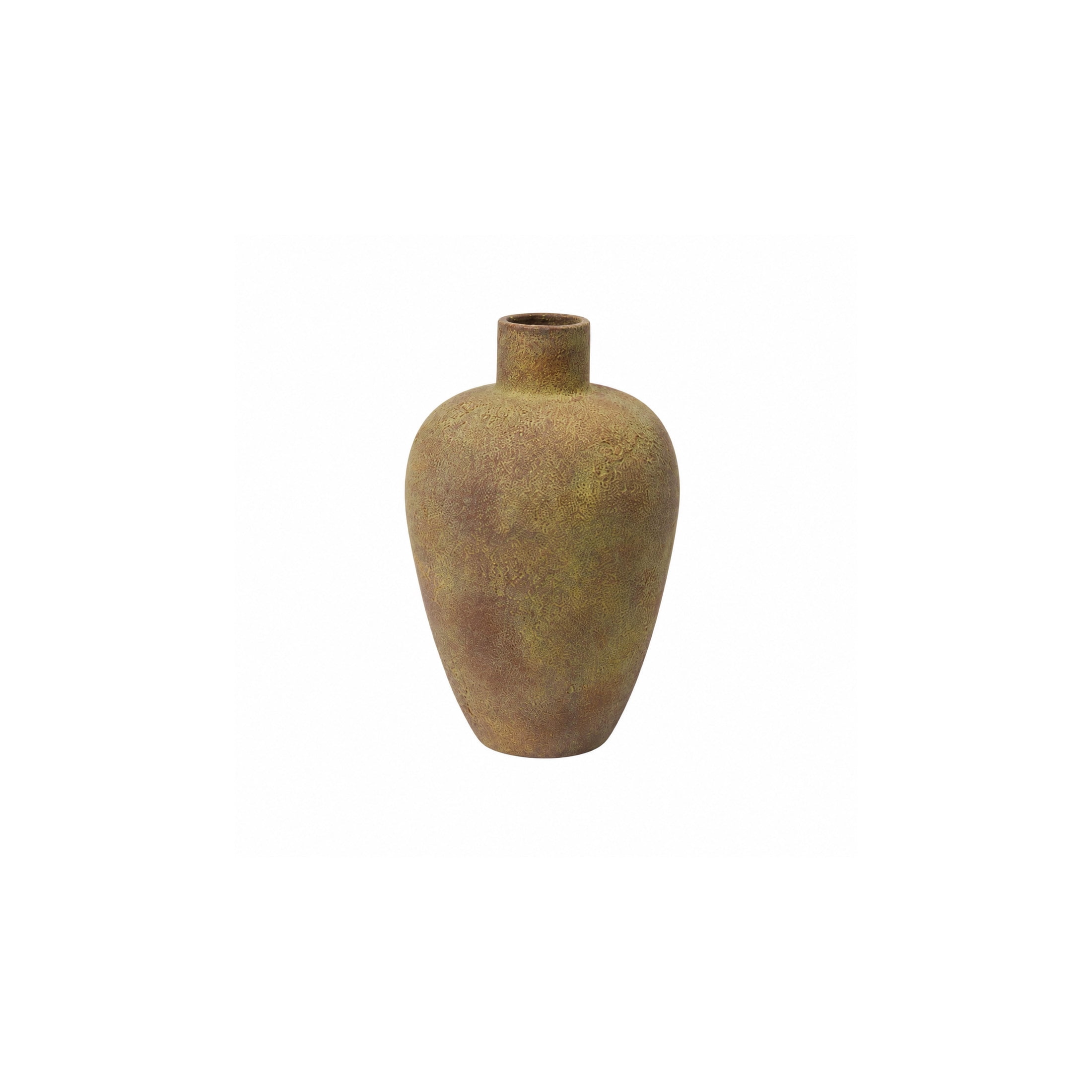 DecMode 13" Wide Textured Red Ceramic Vase with Yellow Shadings