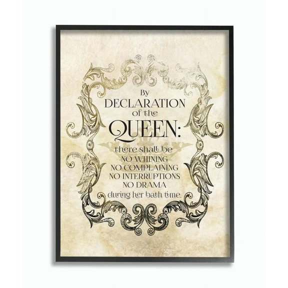 Stupell IndustriesBy Declaration Of The Queen Textual Bath Art Framed Wall Art by Melody Hogan