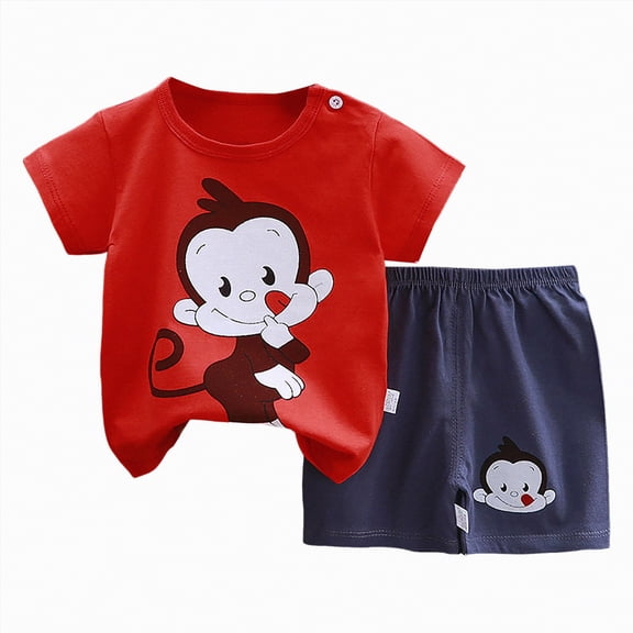 UAYOTSE Toddler Boys Girls Soft Sleepwear Short Sleeve Pajamas 2-Piece Set Casual Loungewear Daily Outfit for Spring Summer Jammies,Sizes 3-4 Years