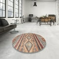 thumbnail image 4 of Ahgly Company Machine Washable Indoor Round Abstract Sand Brown Area Rugs, 5' Round, 4 of 7