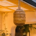 thumbnail image 3 of Natural Rattan Outdoor Lantern with Removable LED Candle and Burlap Jute Rope Handle Candle Hurricane Lantern - 22.4in Decorative Candle Lanterns, 3 of 8