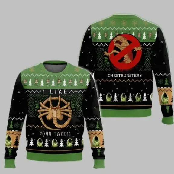 Chestbursters Alien Facehugger 3D Christmas Sweater