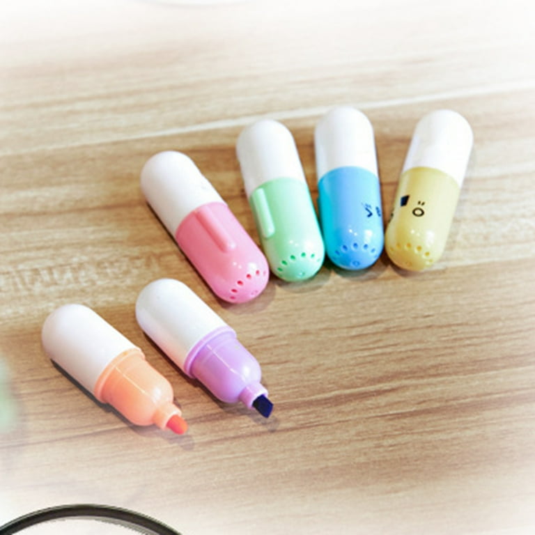 Chisel Tip Mini Capsule Highlighters, Dry-Quickly Non-Toxic