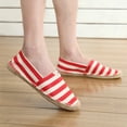 thumbnail image 2 of NOKIO Women's Slip on Shoes Canvas Sneakers Loafers Non Slip Shoes Low Top Casual Shoes Ladies Fashion And Leisure Vintage Two Tone Stripe Hand Stitching Espadrilles Canvas Shoes, 2 of 8