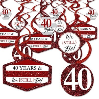 We Still Do - 40th Wedding Anniversary - Anniversary Party Hanging Decor - Party Decoration Swirls - Set of 40