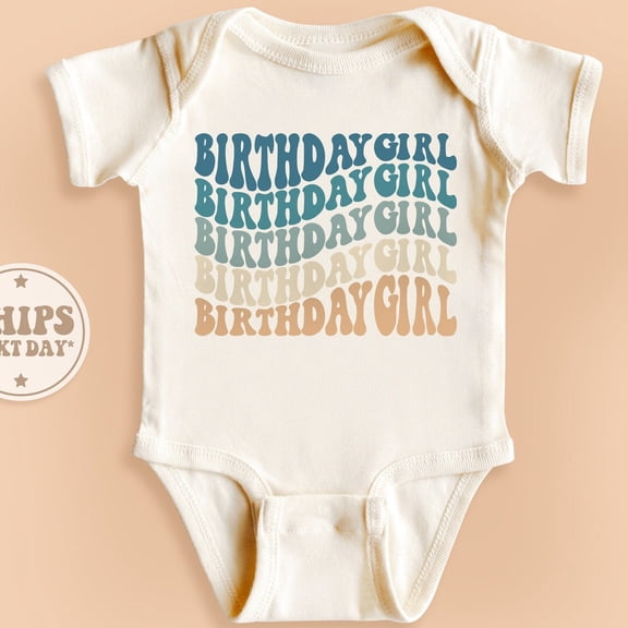 Baby Bodysuit BELLA CANVAS Birthday Girl Bodysuit, Retro Birthday Girl Onesie, Baby Girl Bodysuit, Birthday Babe Bodysuit, Baby Shower Onesie