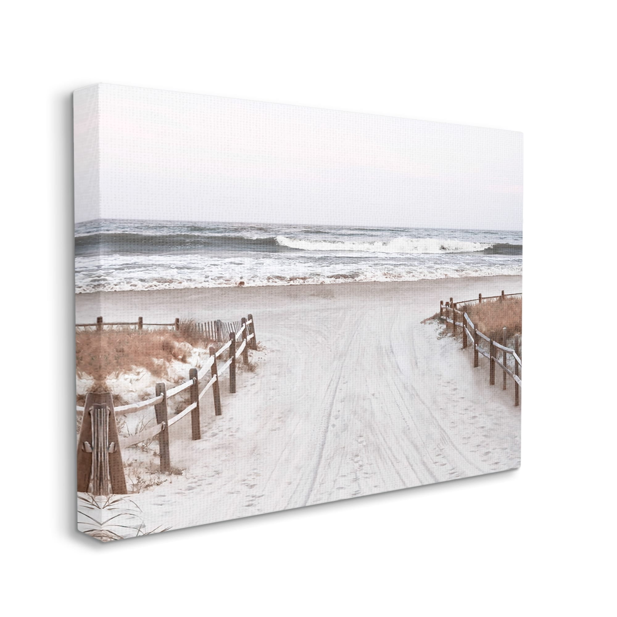 Stupell Industries Beach Waves Splashing Shoreline Foggy Horizon Sand, 40 x 30, Design by Natalie Carpentieri