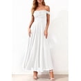 thumbnail image 3 of PRETTYGARDEN Womens Off Shoulder Maxi Summer Dresses Elegant Mesh Aline Swing Ruched Flowy Cocktail Wedding Guest Dress, 3 of 9