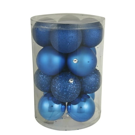 Vickerman 3" Blue 4-Finish Ornament Assortment, Set of 16