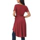 thumbnail image 3 of INSPIRAR CHIC Blusas de Mujer de Manga Corta con Dobladillo Alto y Bajo, Cuello Redondo, Cintura con Corbata, Dobladillo Asimétrico Irregular, Color Vino Rojo, 3 of 6