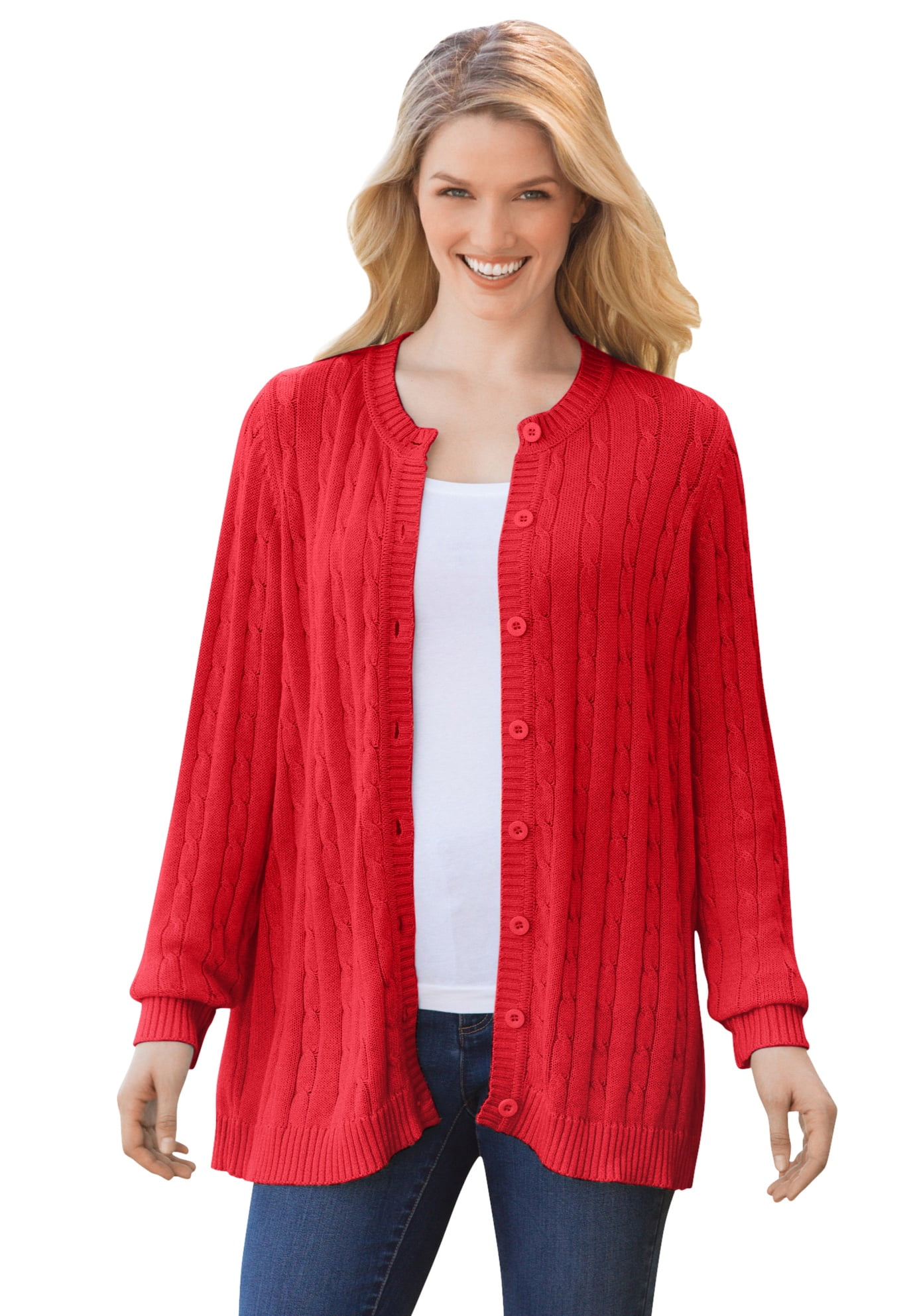 women's plus size cable knit cardigan