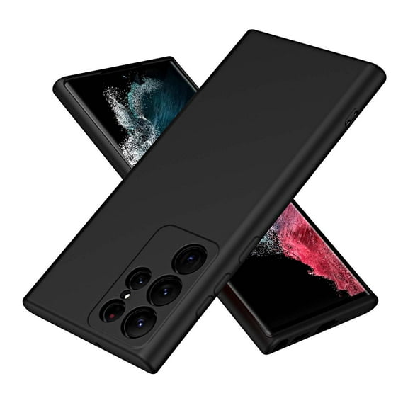 Feishell Compatible with Samsung Galaxy S22 Ultra 5G Liquid Silicone Case with Microfiber Cloth Lining Cushion Shockproof Lightweight Ultra Thin Soft Flexible Rubber Anti-Scratch Phone Case,Black