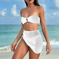 thumbnail image 2 of Uaswgudfs Womens Swim Two-Piece Swimsuit Set with Strapless Top and Decorative Centerpiece, for Pool or Beach White L, 2 of 6