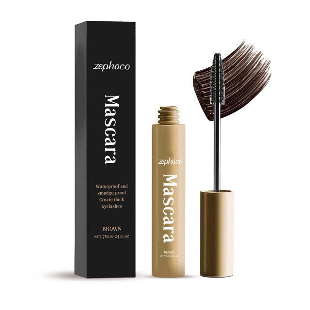 Brown Mascara with long fibers, naturally curled and long-lasting, makeup resistant, waterproof, sweat resistant, and less prone to smudging