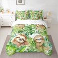 thumbnail image 2 of Homewish Cartoon Sloth Bedding Comforter Set 7 Pieces for Kids Children Teens,Jungle Animal Full Bedding Set Lightweight,Green Tropical Leaves Fitted Sheet Flat Sheet,Breathable Home Decor, 2 of 8