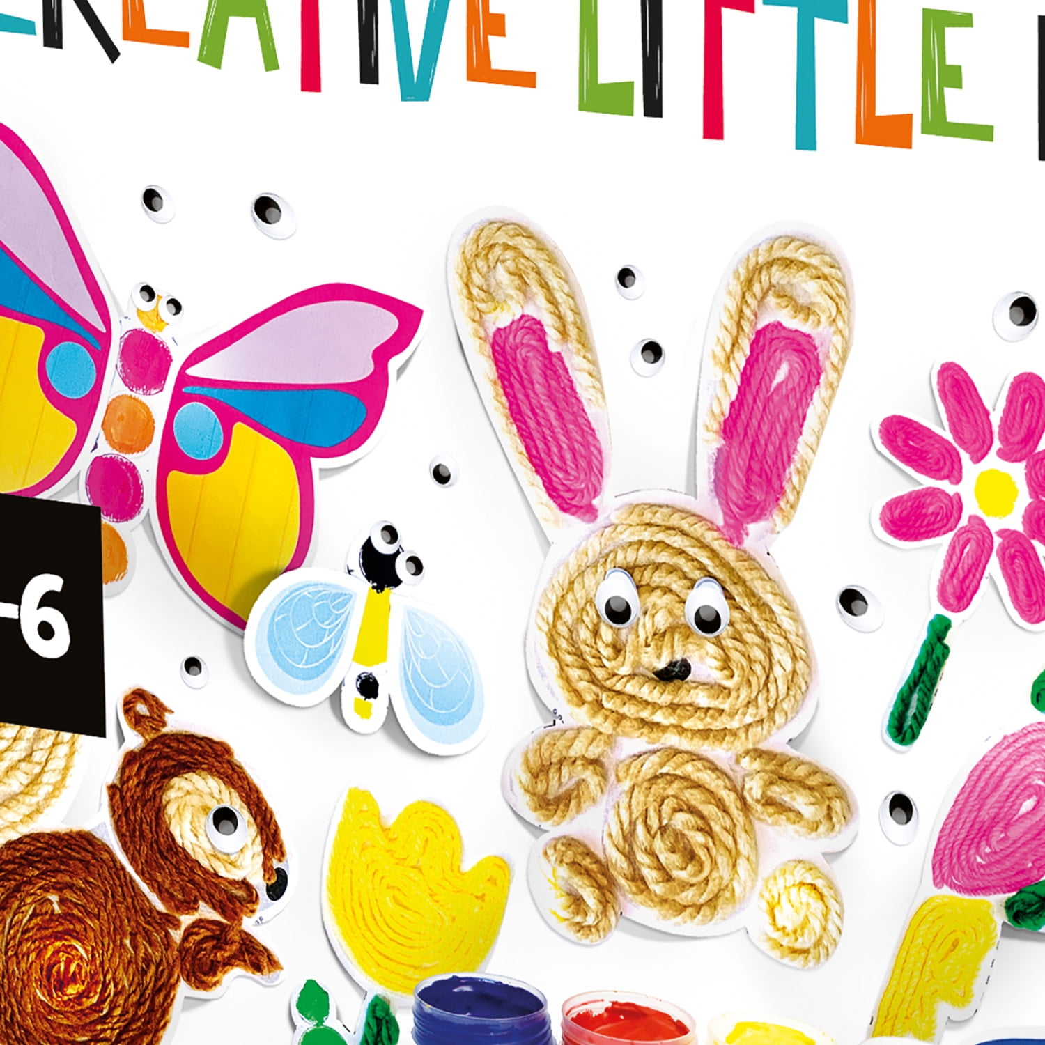 Headu: Creative Little Hands - DIY Artistic Techniques Craft Kit, Finger Painting, Woolen Threads Characters & Flowers, Cardboard Cut-Outs, Kids 3+