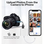 Apple Lightning to USB Camera Adapter with Charging Port for iPhone/iPad to Connect USB Flash Drive, SSD Hard Drive, Card Reader, Keyboard, Mouse, Hubs, MIDI, Plug & Play