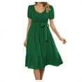 thumbnail image 2 of SMihono Robe d'Été Grande Taille pour Femmes 2023 Unie Décontractée Confortable à Col en V Aguichant Polyvalente à Manches Courtes, 2 of 8