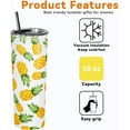thumbnail image 2 of Pineapple Tumbler, Unique Pineapple Gifts for Women, Kids, Friends, Pineapple Cup/Water Bottle/Drink Cup/Coffee Travel Mug, Pineapple Stuff/Accessories/Presents, 20 Oz Pineapple Cup with Straw and Lid, 2 of 4