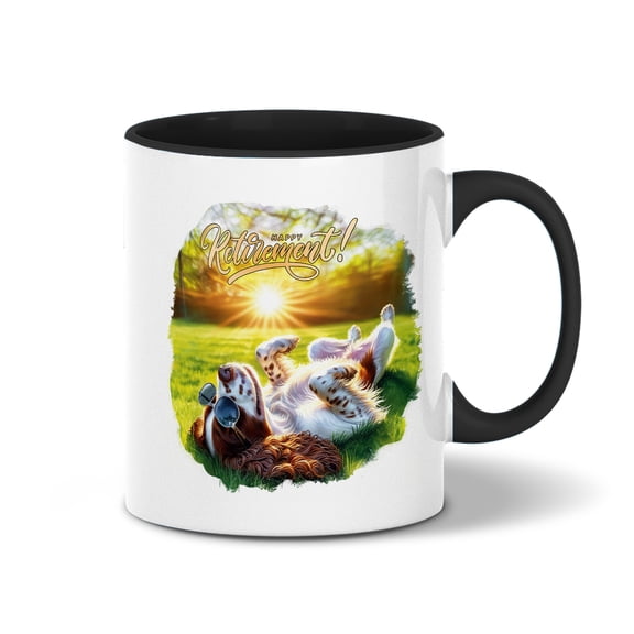 Happy Retirement with French Bulldog Enjoy Life Rest Time 11oz Accent Two-tone Mug Dog Lover Gifts Coffee Tea Cup - 02027