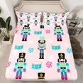thumbnail image 2 of Homewish Merry Xmas Twin Sheet Sets,Kawaii Christmas Nutcracker Twin Fitted Sheet,Ccolorful Snowflake Flat Sheet For Kids,Breathable Home Decor,3 Pieces, 2 of 7