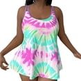 thumbnail image 2 of ibiyuan Plus Size Tankini Swimwear Two Piece Bathing Suit Tummy Control Swim Dress Slimming Ruffle Swimwear Tie Dye Swimsuits for Women,Black, 2 of 5