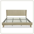 thumbnail image 4 of Tslinn Adult King Velvet Platform Beds with Tools and Support Slats, Beige, 4 of 5