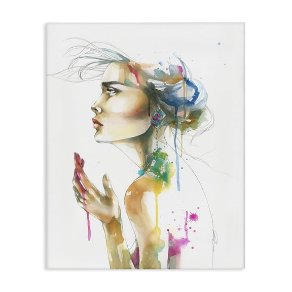Stupell Industries Contemporary Abstract Watercolor Female Side Portrait Canvas Art, 16 x 20, by Elisaveta Stoilova