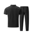 thumbnail image 5 of NTACZA Mens Pants Set Waffle Short Sleeve Shirt Pants Tracksuits Sports Collared Sweatsuits for Men L, 5 of 5