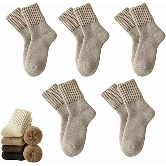 Kesuv Fall Socks, Kesuv 5 Pairs Women's Solid Mid-calf Socks, Cozy Sweater Sock, for Fall Winter(5 Pairs* E)