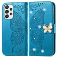 thumbnail image 2 of Dteck Case for Samsung Galaxy A53 5G,Magnetic Leather Card Holder Wallet Case Diamond Glitter Bling Butterfly Patterned Kickstand Flip Shockproof Cover,Blue, 2 of 8