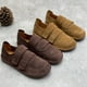 thumbnail image 2 of Zapatos planos de mujer hechos a mano de primavera 2022, zapatos casuales de gamuza de vaca genuina con punta redonda, color marrón café, talla 35-40, zapatos individuales, 2 of 5