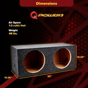 QPower 12 Inch Heavy-Duty Dual Sealed Vehicle Subwoofer Enclosure