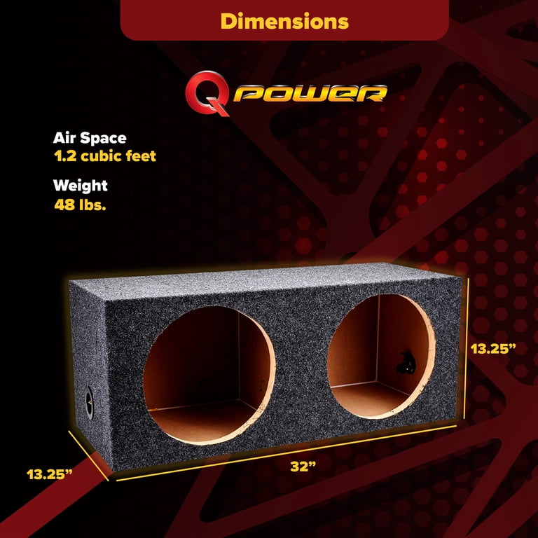 QPower Dual 12in Sealed Subwoofer Box For 2005-2019 Toyota Tacoma – QBTACOMA12-2005