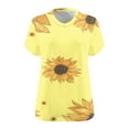 thumbnail image 4 of Summer Plus Size Tops For Women Causal Sunflower Loose Short Sleeve V-Neck Pullover Blouse T-Shirt Oversized Women Shirts Under $8 Yellow XXL, 4 of 4