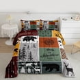 thumbnail image 2 of Homewish Jungle Animal Deer Bear Full Size Comforter Sets 3-Piece for Kids Boys Girls,Geometric Plaid Grid Bedding Comforter Set,Jungle Camping Adventure Theme Lightweight Bedding Sets, 2 of 8