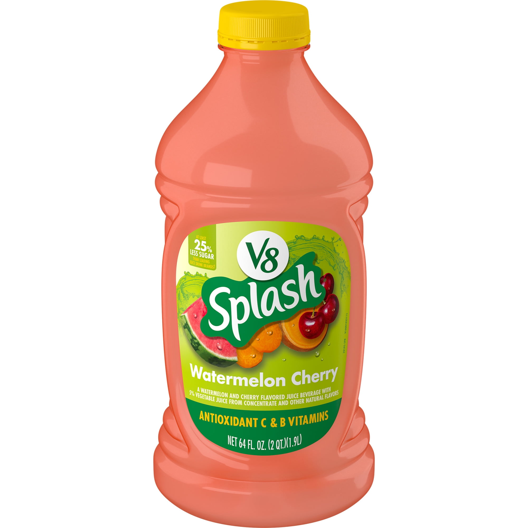 V8 Splash Watermelon Cherry Juice Beverage, 64 FL OZ Bottle