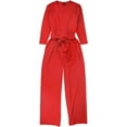 thumbnail image 2 of Alfani Womens Belted Surplice Jumpsuit, Red, X-Small, 2 of 2