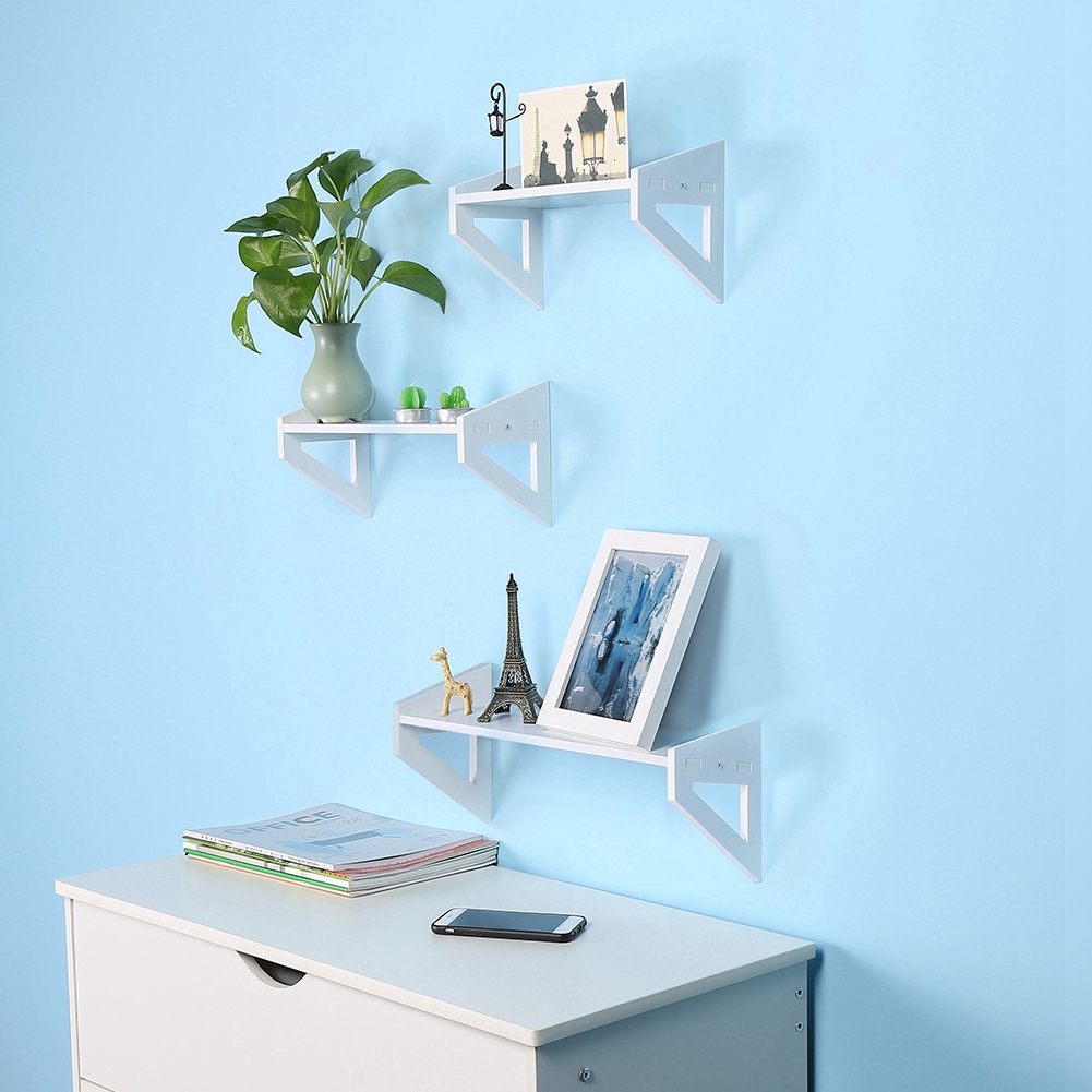 Ccdes 3Pcs MDF Floating Shelves Wall Display Storage Rack Home Furniture Office Decoration