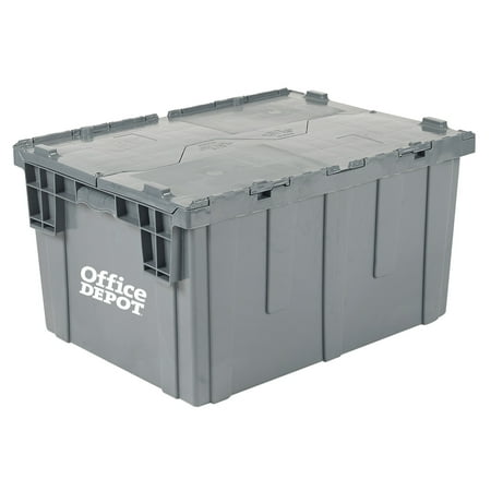 UPC: 0735854735142 | Office Depot® Brand Attached-Lid Storage Tote  15 H x 20 W  x 28 D  Gray