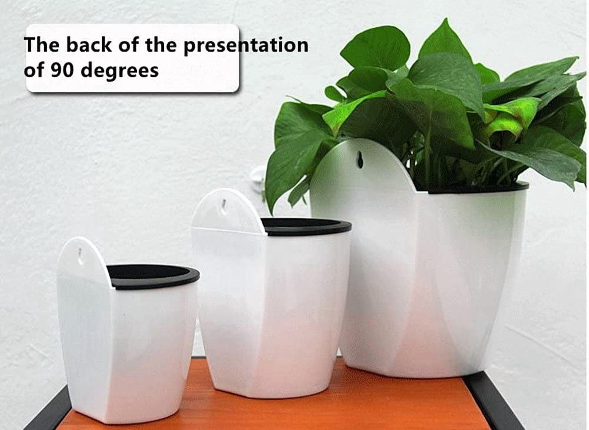 5 pack Lazy flower pots Water hanging plants Pot/Self Watering Planter,Succulent and small Plants Pots Indoor out Wall Hang Flowerpot Window Boxes With hooks Silver (white)