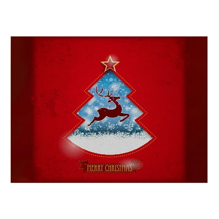 

Setting for 4 Red Christmas Placemats For Dining Table 32 X 21 Cm Seasonal Winter Xmas Snowflakes Holiday Washable Table Mats