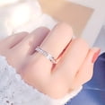thumbnail image 6 of Dujiujun Women Ring 2-layers Minimalist Polished Dainty Luxury Gift Golden Silver Color Sparkling Rhinestone Adults Finger Ring Fashion Jewelry, 6 of 7