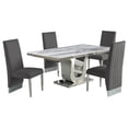 thumbnail image 1 of White Marble 5 piece Dining Set with Silver Stainless Steel Base, 1 of 4