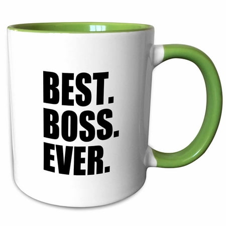 3dRose Best Boss Ever - fun funny humorous gifts for the boss - work office humor - black text - Two Tone Green Mug,