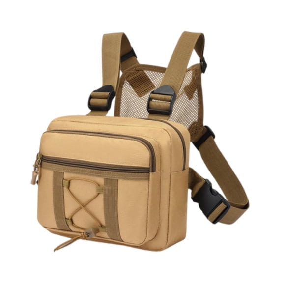 Bolsa de pecho para hombre y mujer, correa de hombro ajustable, chaleco multifuncional, bolsa de pecho Caqui