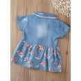 thumbnail image 3 of Dewadbow Baby Kids Girls Denim Floral Dress Bowknot Sundress Skirt Outfits, 3 of 5