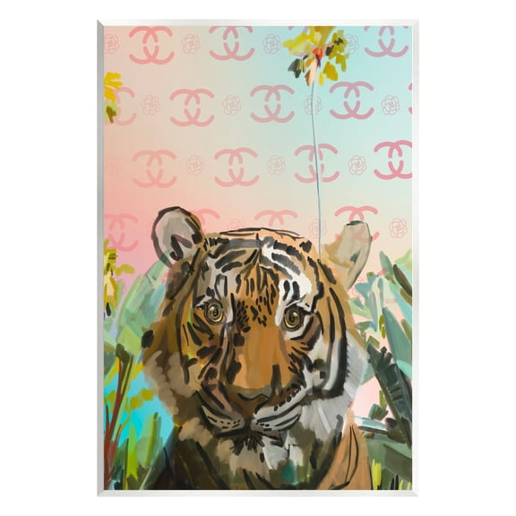Stupell Industries Glam Tropical Tiger Animals & Insects Painting Unframed Art Print Wall Art, 13 x 19