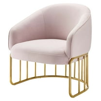 Armchair Accent Chair, Pink, Velvet, Modern Contemporary, Mid Century Living Hotel Lounge Cafe Lobby