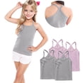 thumbnail image 4 of HAiming 4PCS Girls Cotton Basic Solid Racerback Camisole Tank Tops Spaghetti Strap Camis Undershirts, 4 of 5